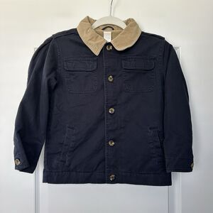 Gymboree Utility Jacket Youth Boys Size Small 5-6 Blue Brown Corduroy Collar